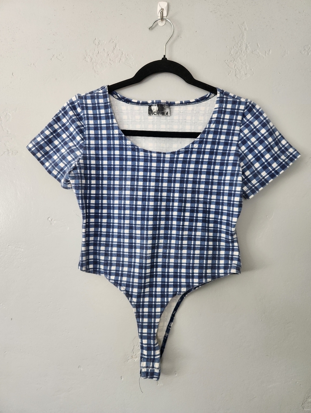 Vintage Checkered Gigham Babydoll Tee Bodysuit Small